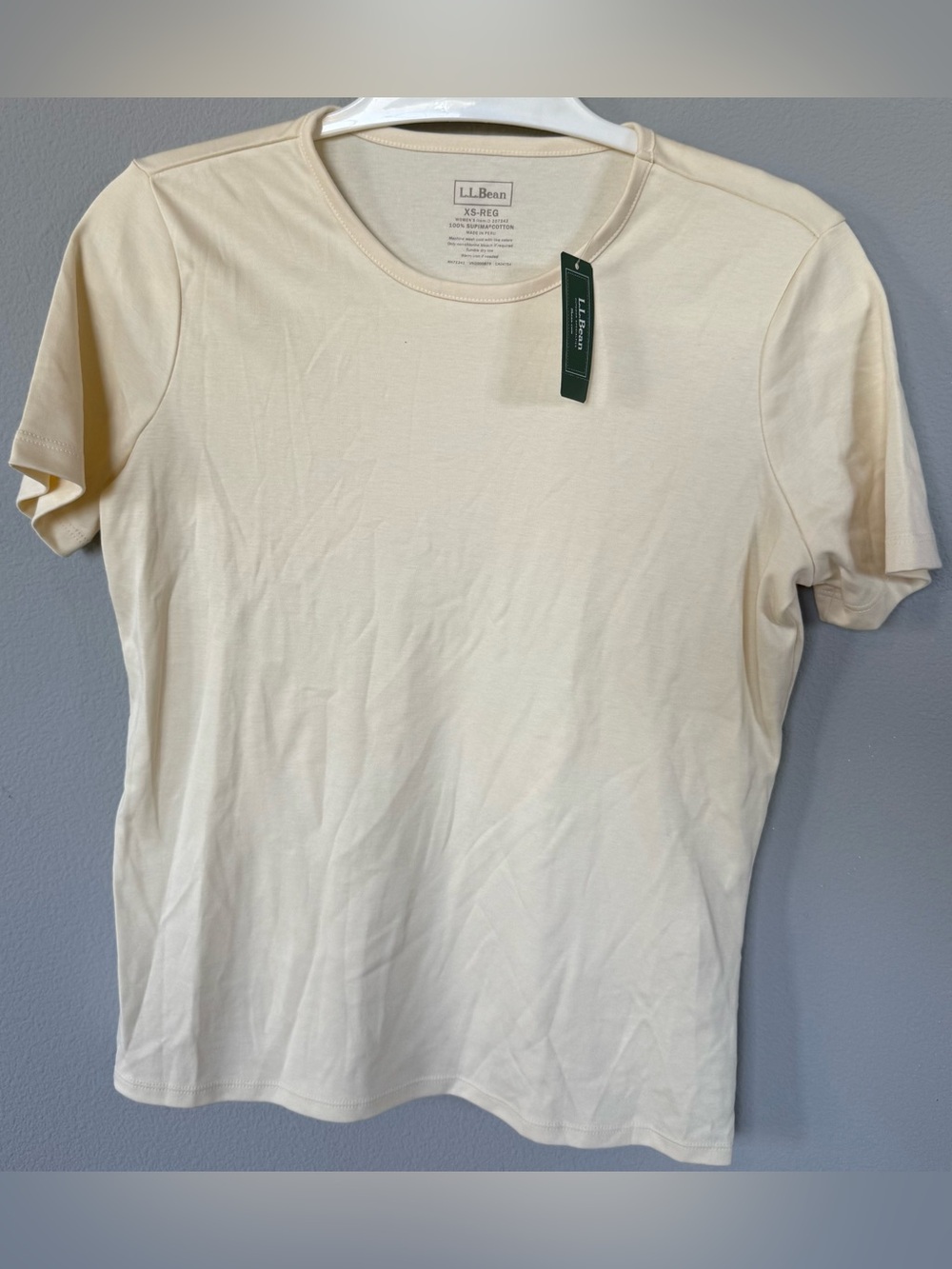 NWT LL Bean Cream Short Sleeve T-Shirt Women’s XS Supima Cotton Classic Tee